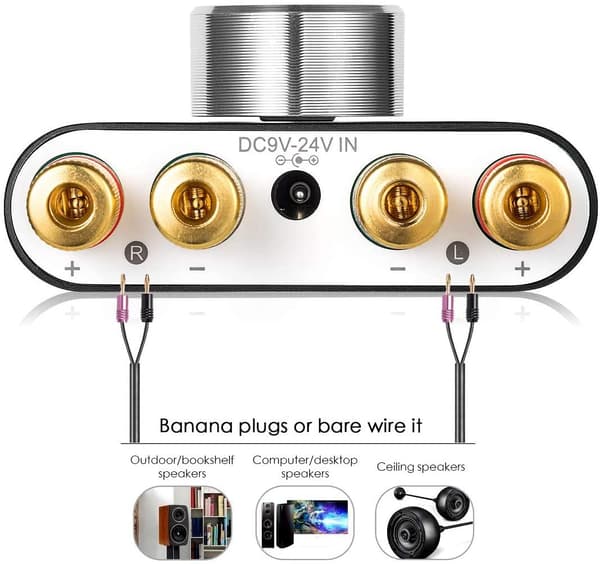 NÖRDIC Bluetooth 5.0 Stereo amplifier digital Audio Class D förstärkare 2x50W AUX/USB/BT silver Silver