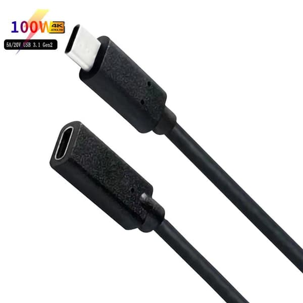 NÖRDIC 50 cm USB3.2 Gen2 USB-C forlængerkabel til 10Gbps 5A 100W Thunderbolt3 Black