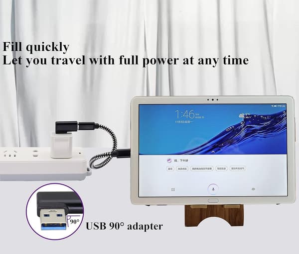 NÖRDIC USB-C hun til USB-A han vinklet adapter 90 grader Black