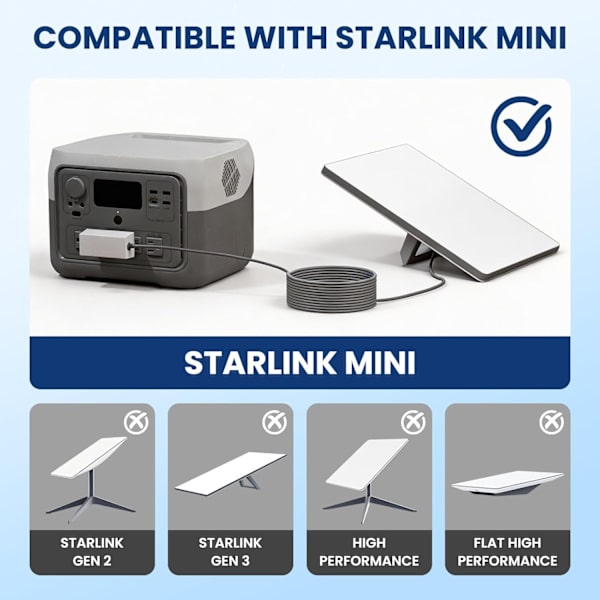 Starlink Mini DC-strömkabel 2m