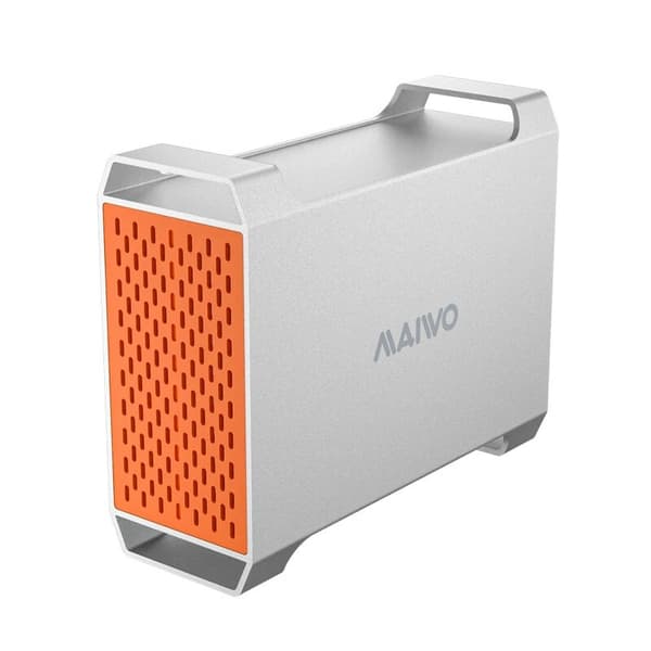 Maiwo K35282CG1 2-plats SATA RAID-kabinett för 3,5" HDD, blixtsnabb 5Gbps, RAID 1/0/JBOD, 2x30TB