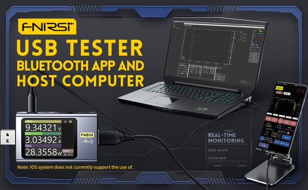 FNIRSI Digital USB tester voltmeter och kabeltestare Silver