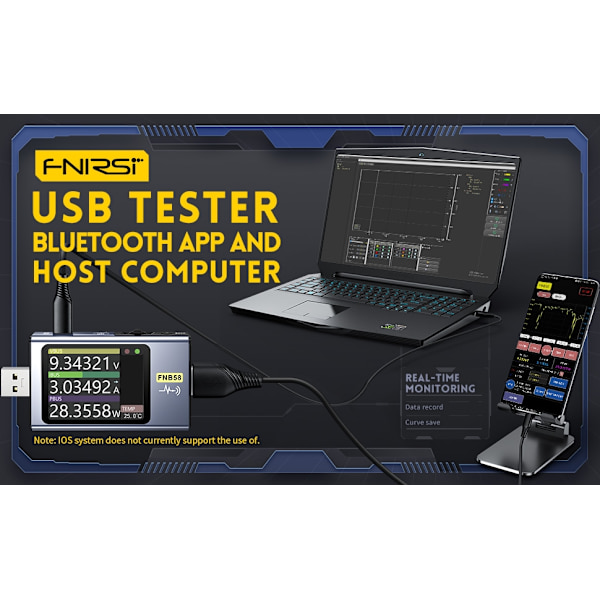 FNIRSI Digital USB tester voltmeter og kabeltester Silver