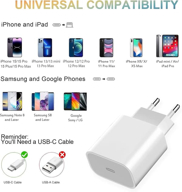 Vægoplader USB-C 20W PD White