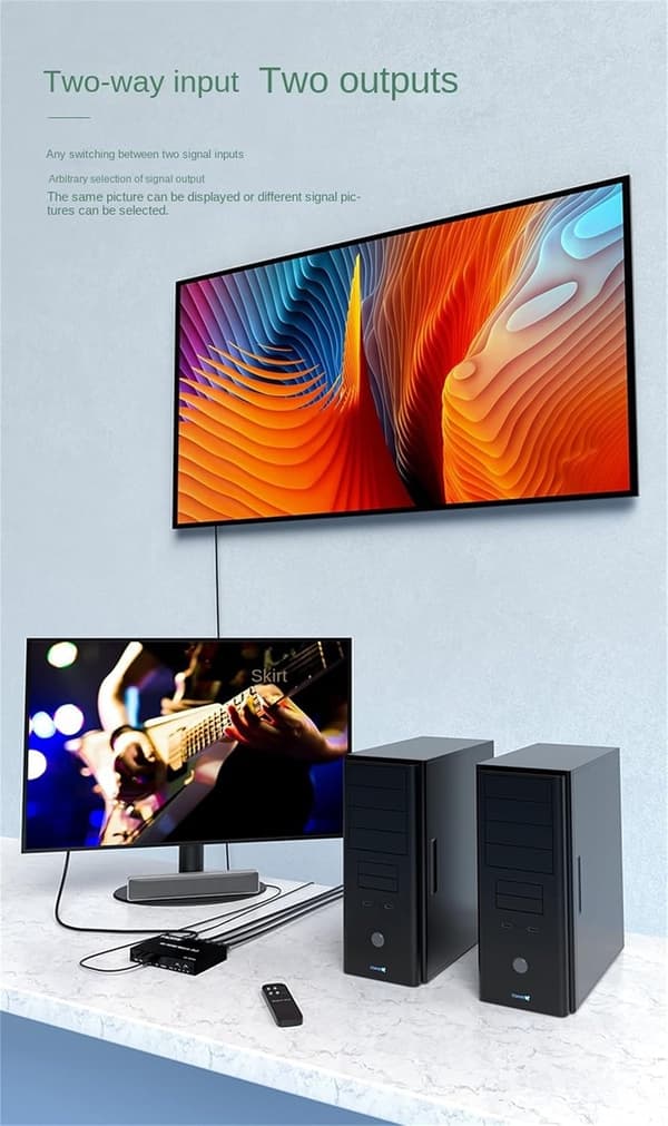 NÖRDIC HDMI 4K 60Hz Matrix-switch 2x2 3D Video Toslink Stereo EDID