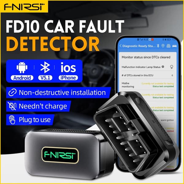 FNIRSI FD10 OBD2 fejlkodelæser og bildiagnoseværktøj, til iOS og Android Black
