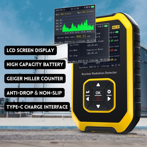 FNIRSI GC-01 Geigermåler - Dosimeter med LCD Display Yellow