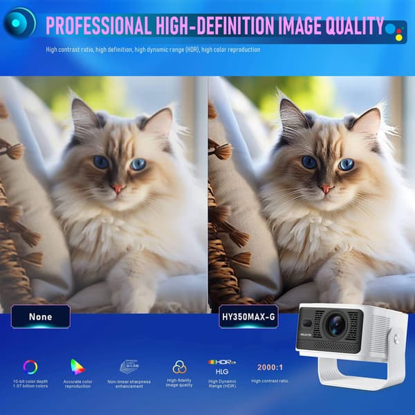 NÖRDIC Projektor Google-certifierad 1080p 500 ANSI lumen 2.4/5G WiFi 6 Android 11