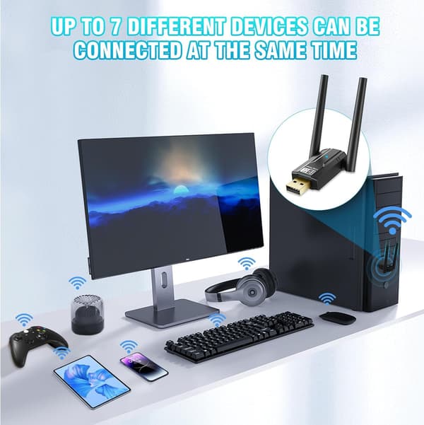 NÖRDIC USB - Pitkän kantaman Bluetooth 5.4 -sovitin 150 metrin kantamalla Black