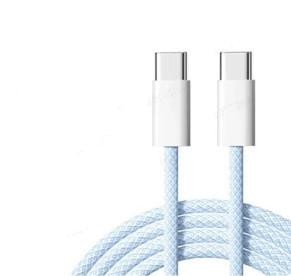 NÖRDIC 0,5m USB 2.0 USB-C til C-kabel til iPhone 15/15 Pro/15 Plus/15 Pro Max 3A 480Mbps 60W blå Blue