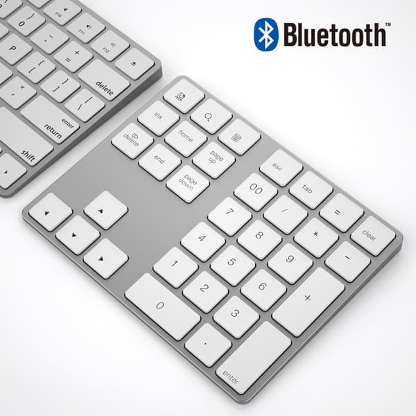 NÖRDIC Bluetooth numeronäppäimistö 34 näppäintä Windows iOS Android Silver