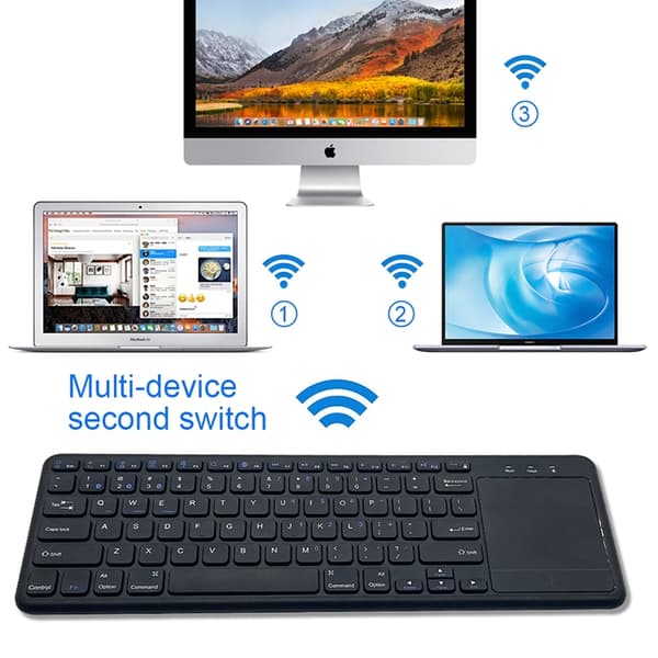 NÖRDIC trådløst 2.4G tastatur med touchpad 78 taster iOS Android Windows arabisk layout