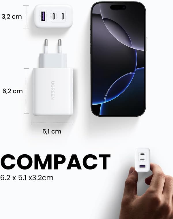 UGREEN USB-C laturi 65W White
