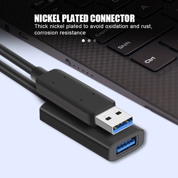NÖRDIC Active 5m USB3.2 10Gbps USB-A forlængerkabel til Xbox, PS5, Oculus, printer, scanner, Playstation, VR USB-forlængerkabel Black