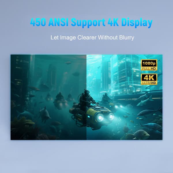 NÖRDIC 1080P Projektor Netflix-certifierad 200 ANSI lumen 2.4/5G WiFi 6 stöd för iOS/Android
