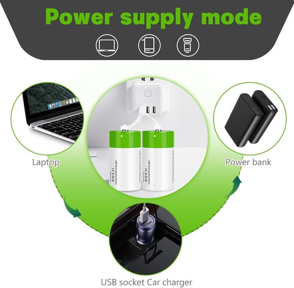 NÖRDIC USB-C Genopladelige batterier 2-pak D/LR20
