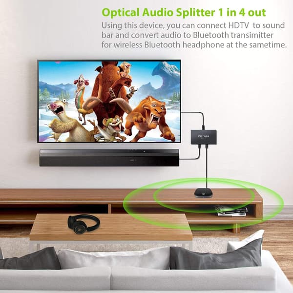 NÖRDIC Optisk S/PDIF Toslink 1 til 4 Splitter 192kHz Black