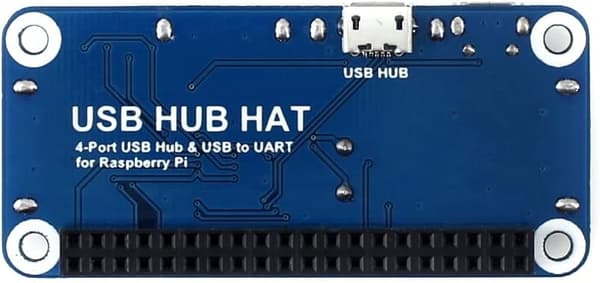 USB HUB HAT 4-porttinen Raspberry Pi Zero/A+/B/B+/2/3 - Tukee USB-A ja sarjaviestintää USB to UART -liitännällä