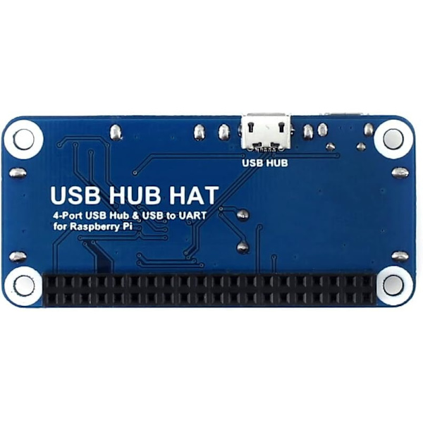 USB HUB HAT med 4 porte til Raspberry Pi Zero/A+/B/B+/2/3 – Understøtter USB-A og seriel fejlfinding via USB til UART