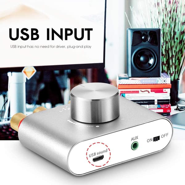 Bluetooth 5.0 stereoforstærker digital audio-forstærker 2x50W AUX / USB / BT sølv Silver