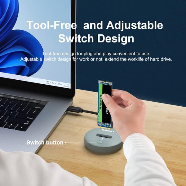 Maiwo K1698P2 USB-C 3.2 -telakointiasema NVMe/SATA M.2 SSD 10Gbps:lle