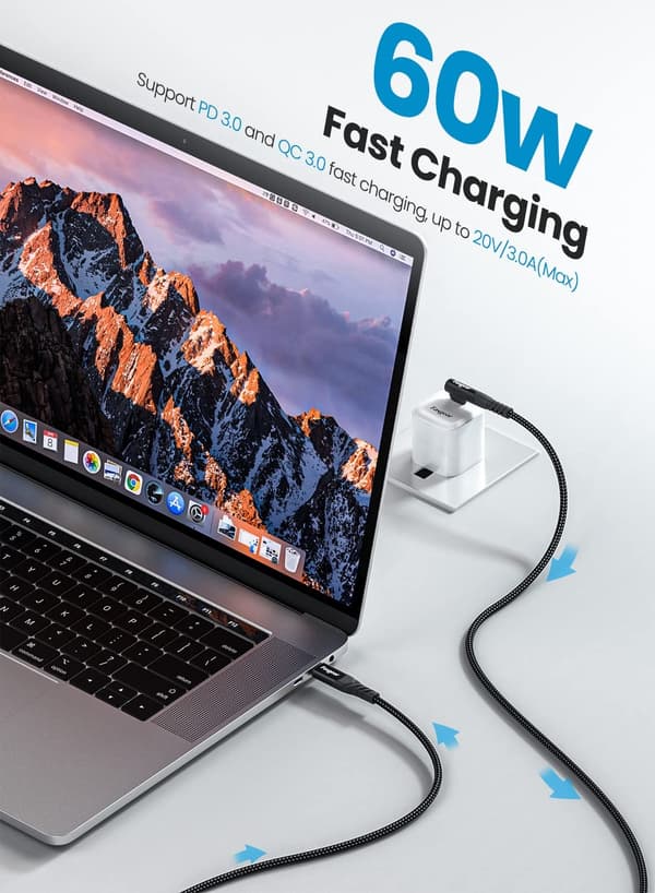NÖRDIC 1m USB 2.0 USB-C-C-kaapeli iPhone 15/15 Pro/15 Plus/15 Pro Max 3A 480Mbps 60W Black