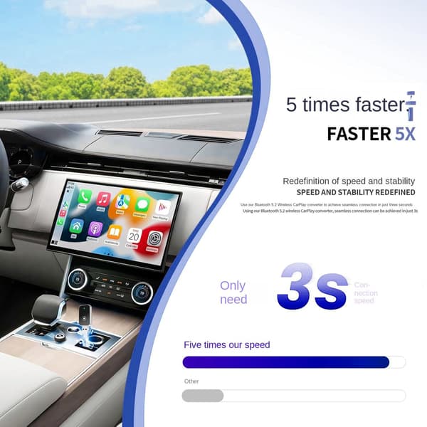 NÖRDIC 2-i-1 trådlös Android CarPlay-dongel, med USB-C-adapter, Plug & Play, WiFi 5,8 GHz, stöder iOS 10+ och Android 11+