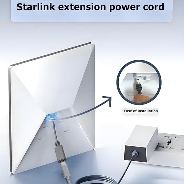 Starlink Mini DC 5,5×2,1mm han til USB-C hun 20cm, vandtæt, 60W PD-smartchip