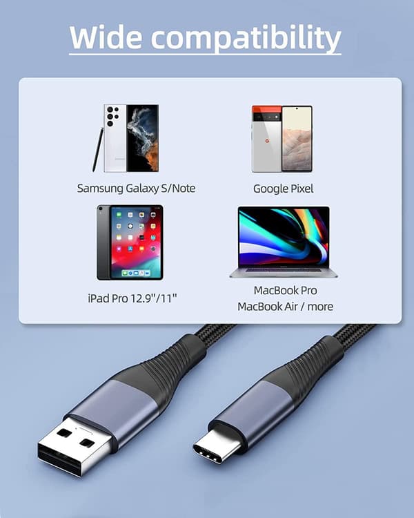 NÖRDIC 1m USB3.2 Gen1 USB-C - nylonpunoskaapeli pikalataus 3A 5Gbps Virtalähde PD 60W Black