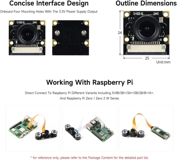 Waveshare Raspberry Pi Camera (F) 5MP OV5647 Night Vision Camera Module Kit Webcam Video 1080p IR Camera for Any Version of Raspberry pi