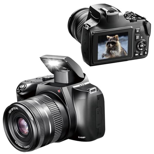 NÖRDIC Digital Camera 4K 64M with WiFi, 10X Optical Zoom Vlogging Camera for YouTube Autofocus Compact Camera
