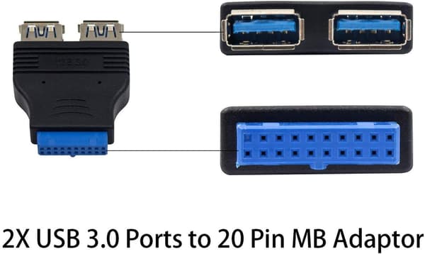 NÖRDIC USB 3.0 20 nastainen otsikko 2xUSB-A 3.0 sovittimeen