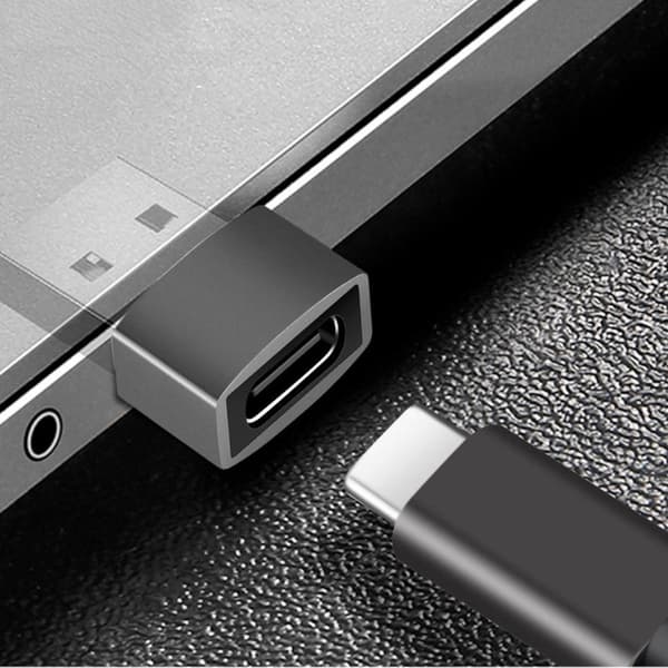 NÖRDIC USB C–OTG USB Mini -sovitin, metallinmusta