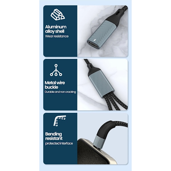NÖRDIC USB-sovitin USB-A:sta 3xUSB-C:hen