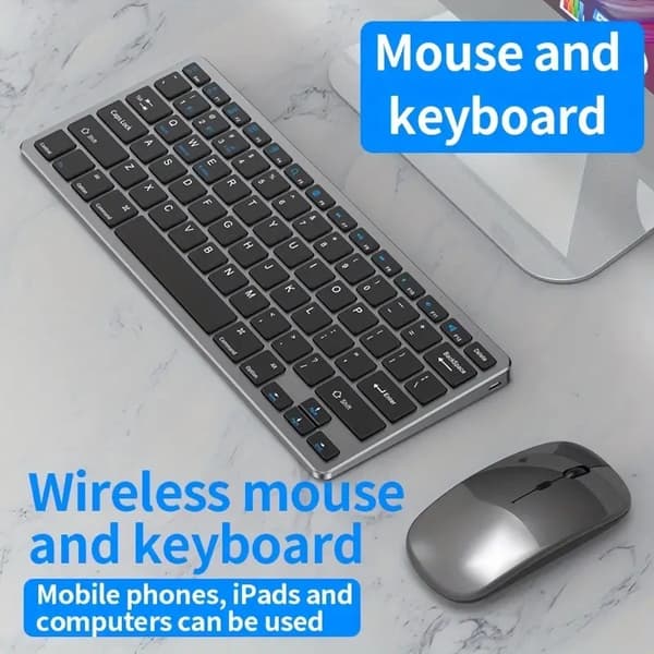NÖRDIC US layout trådlös Bluetooth och 2.4G mus och tangentbord kit grå