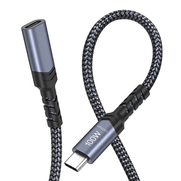NÖRDIC 2m USB3.2 Gen2 USB-C forlængerkabel han til hun 10Gbps 5A 100W Thunderbolt3 Grey