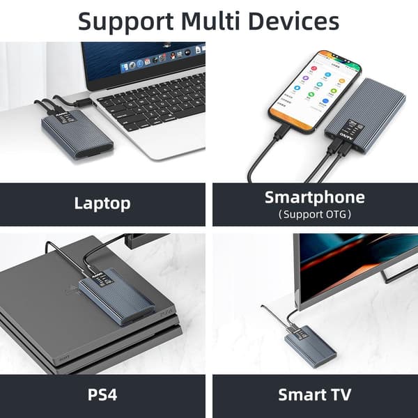 Maiwon K2022CL ulkoinen HDD-kloonikotelo M.2 SATA ja NVMe SSD USB3.2 10Gbps 1:1 HDD Clone