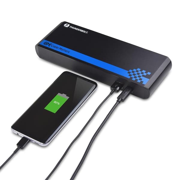 Cable Matters Intel Certified Thunderbolt 3 Dock 1 till 9 med 1x DisplayPort, 2x TB3, 1xUSB-C 3.1, 1x GigaLAN, 2xUSB 3.0, 2xAudio Svart