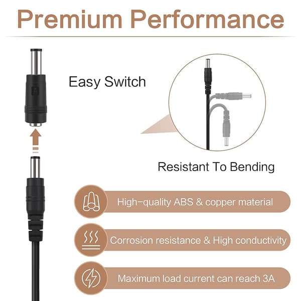 NÖRDIC 1m virtajohto USB DC 11 liittimellä USB DC Power Black