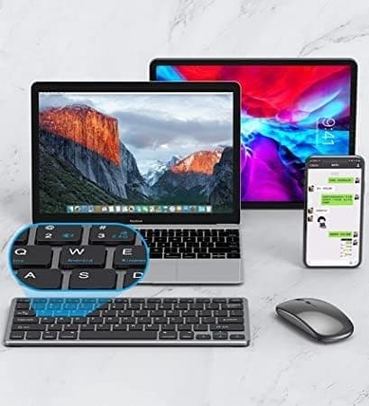 NÖRDIC US layout trådlös Bluetooth och 2.4G mus och tangentbord kit grå