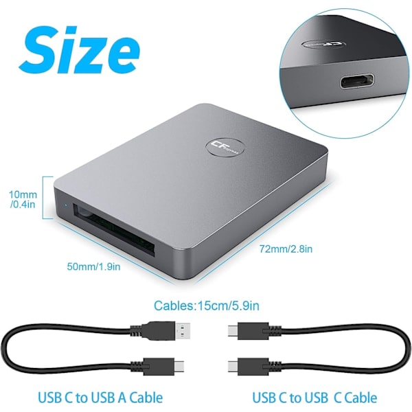 NÖRDIC USB-A&USB-C 3.2 10 Gbps kortlæser CFexpress A Silver