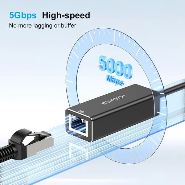 NÖRDIC Netværksadapter USB-A og USB-C 3.0 til 5G Ethernet Black