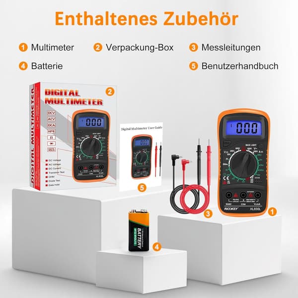 Digital multimeter til AC/DC – volt-, ampere- og ohmmåling med kontinuitetstest
