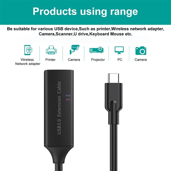 NÖRDIC aktiv 5m USB-C 3.0 SuperSpeed 5Gbps forlængerkabel han til hun Black