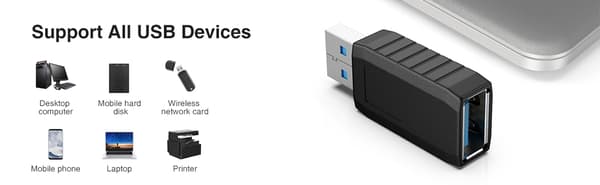NÖRDIC USB-liitin uros-naaras USB 3.1 Type A -sovitin Superspeed 5 Gbps USB-portin laajennus Black