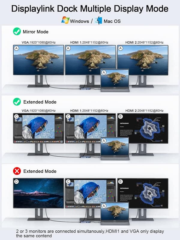 NÖRDIC 1 til 10 USB-A & C DisplayLink-dockingstation 2xHDMI, 1xVGA, 2xUSB3.0, 1xRJ45, 2xSD/TF, 2x3,5 mm Grey