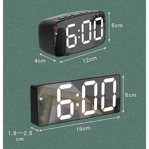 Digital klocka Stor skärm för sovrummet, led tidsdisplay Elektriska väckarklockor Spegelyta med snooze, USB laddare null none
