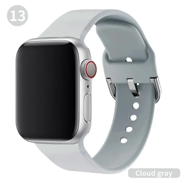 Lämplig för äpplen Mjuk silikonrem för Apple Watch Band 41mm 45mm 38mm 42mm 40 41mm Smart Watchband Armband För iWatch Series 9 8 7 6 Clould gray 42 44 45 49mm M-L