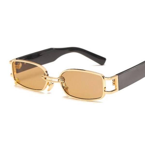 2023 fyrkantiga solglasögon Kvinna Lyxmärke Resor Små rektangulära solglasögon Kvinnligt mode Retro Lunette De Soleil Femme Gold Brown other