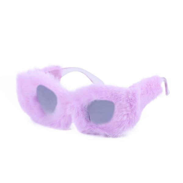 Light Purplenightclub Solglasögon Dam Plysch Fuzzy Cat Eye Solglasögon Punk Soft Velvet Shades Handgjorda Damer Party Masquerade Eyewearxq-sg1